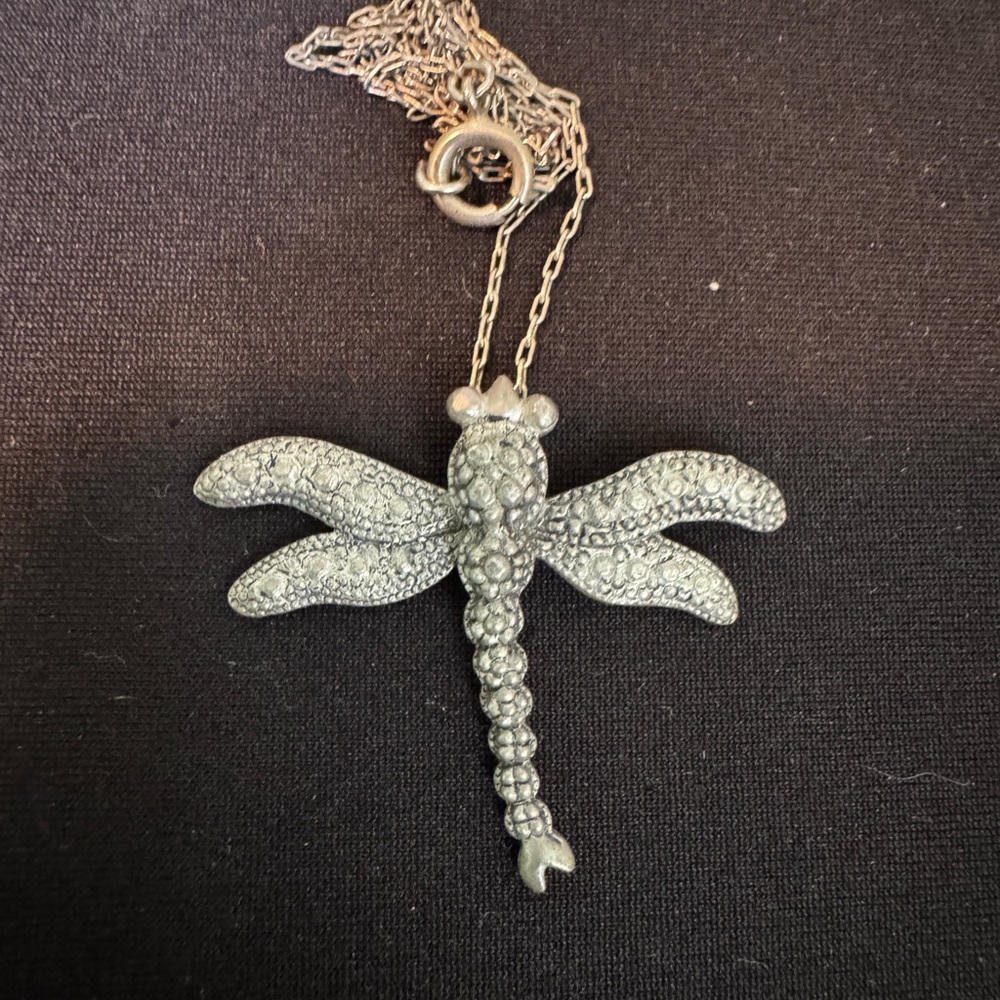 Silver Dragonfly Pendant Necklace